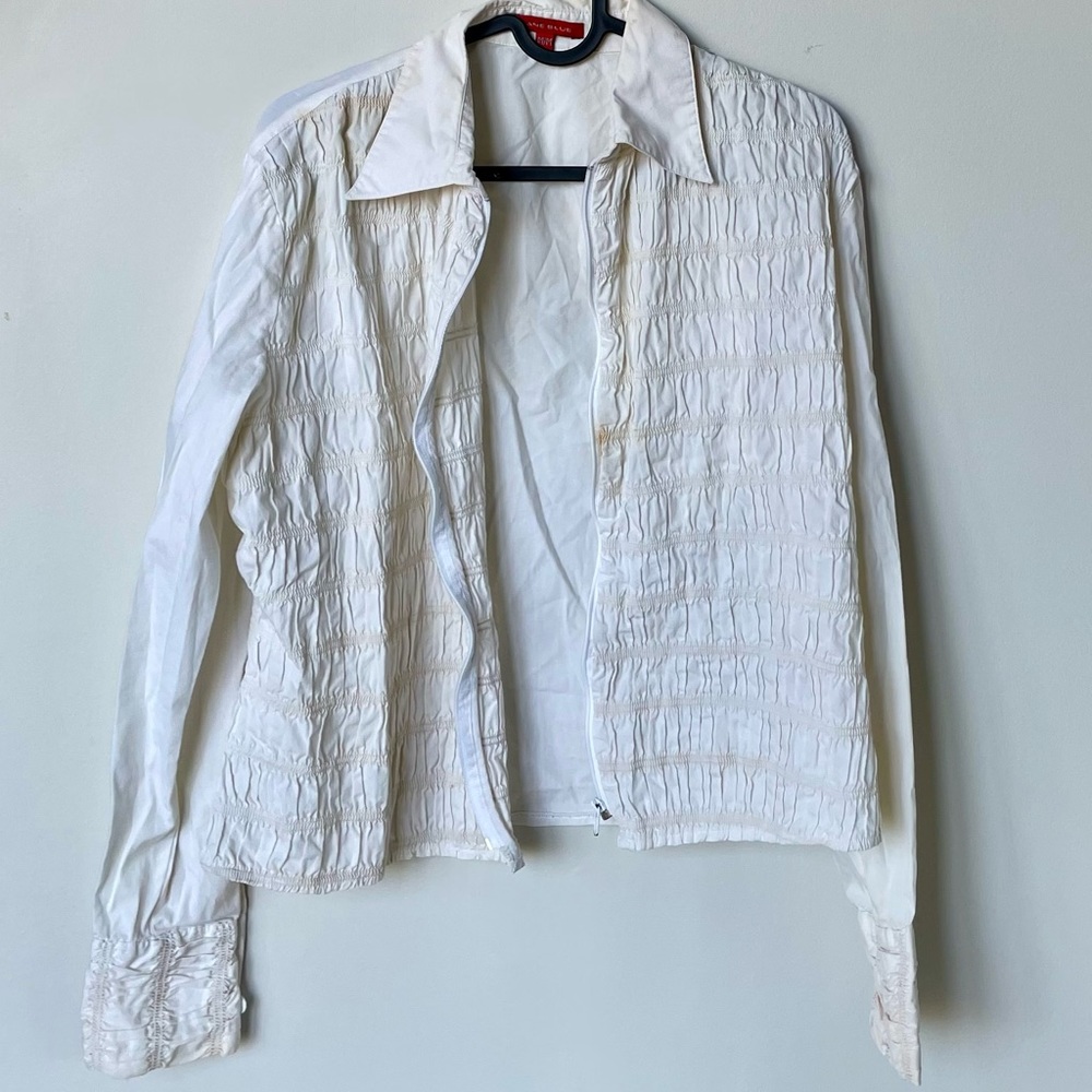 Cream zip up blouse